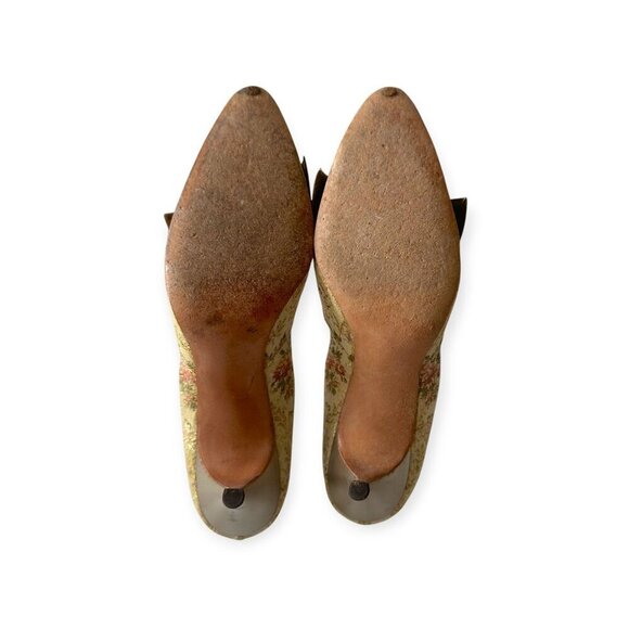 Vintage 1950s‎ Frittori Italy Floral Brocade Heels, Hand made - Picture 7 of 16